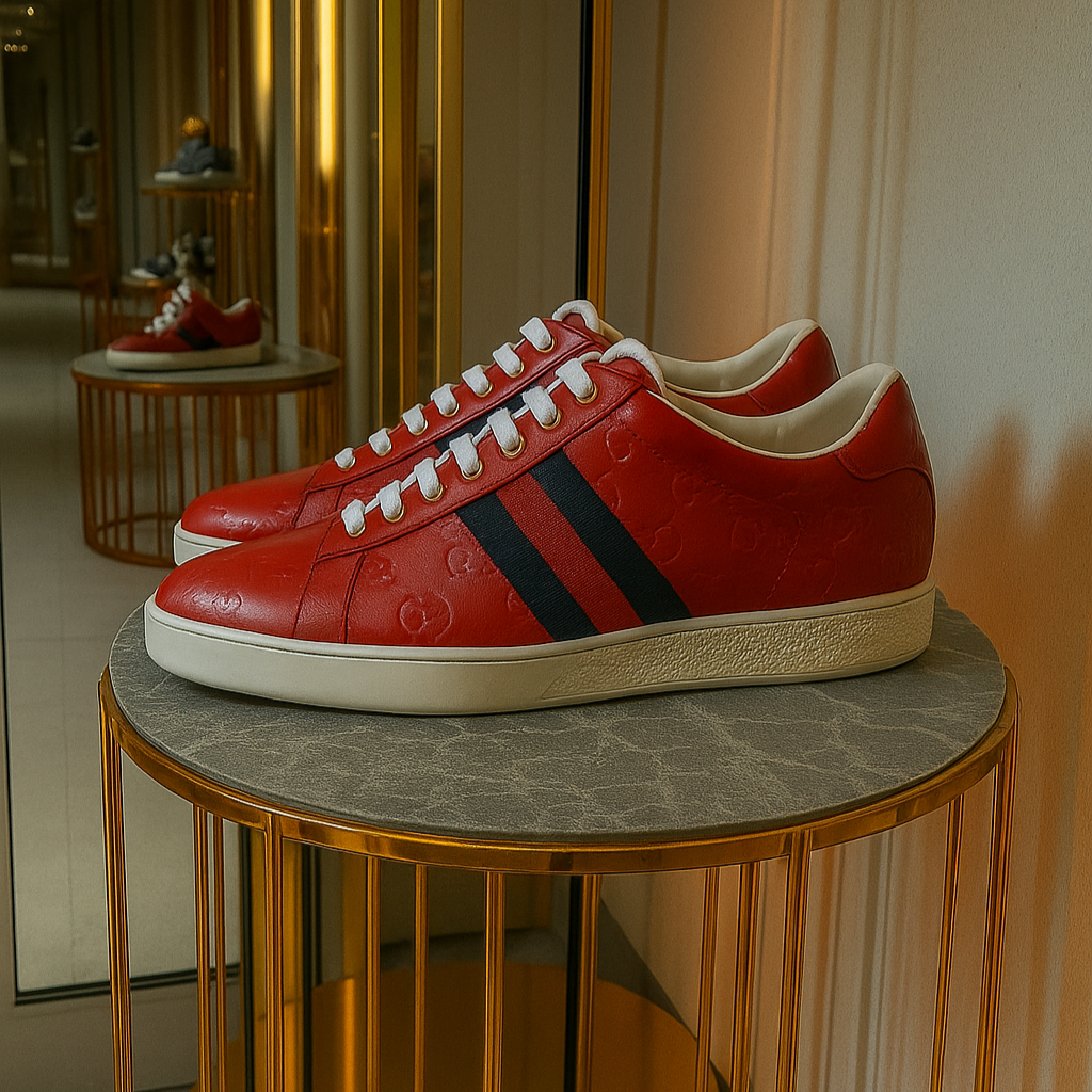 Gucci Ace Red Sneaker With Web