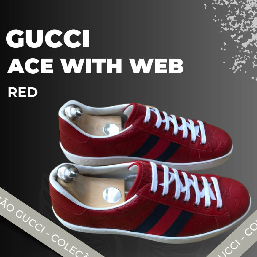 Gucci Ace Red Sneaker With Web