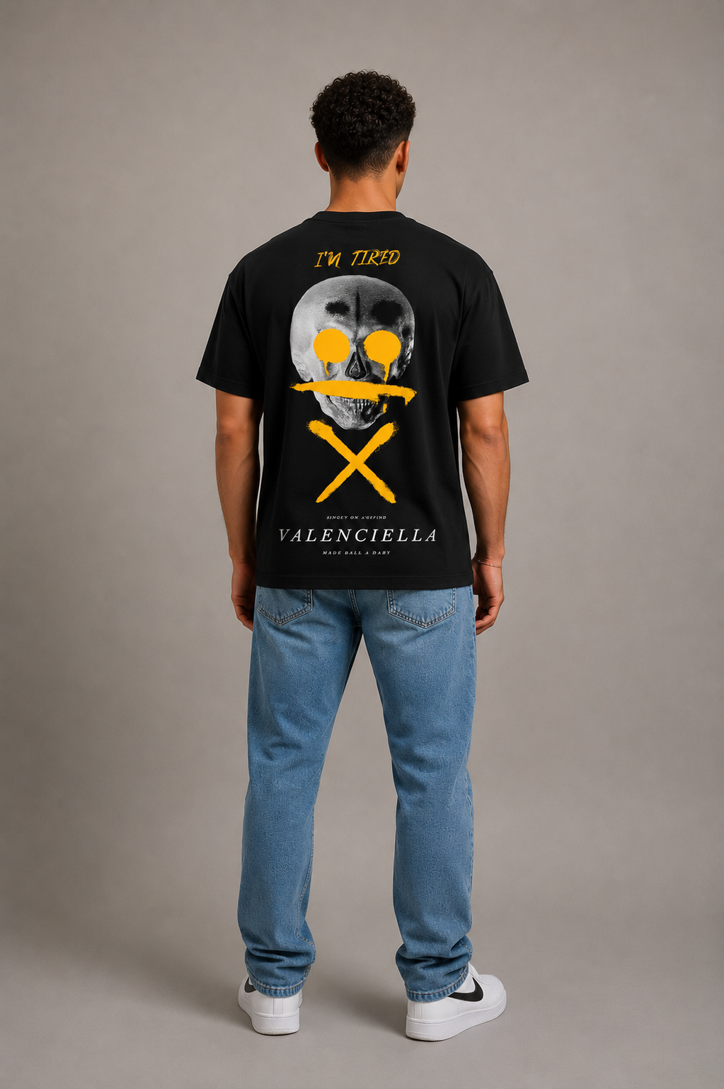 Valenciella Skull Tired Print T-Shirt - Imagem 2